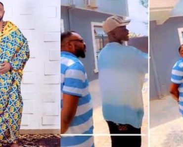 He don see his senior – Odunlade Adekola posing humbly with taller fan sparks reactions from netizens [VIDEO]