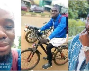 BREAKING: Nigerian man with bicycle begins long journey from Benue to Lagos to see Davido