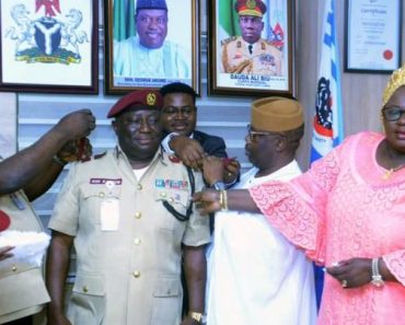 BREAKING: FRSC CORPS Marshal Decorates Newly Appointed Deputy CORPS Marshal Bisi Kazeem With His New Rank