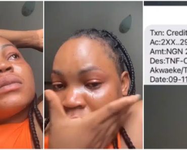 “Rich man pikin no fit relate” – Lady overjoyed, cries a river as she receives unexpected credit alert of N2 million