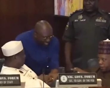 BREAKING: Moment Rivers state Governor, Sim Fubara and his predecessor, Nyesom Wike, met at the state council chambers in the Presidential villa (video)