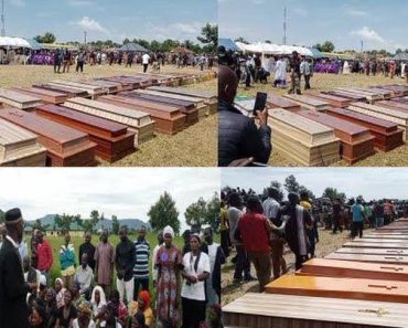 Breaking: Remains of 38 People including A Pastor Massacred By Herdsmen Given Mass Burial.
