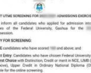 Federal University Gashua Post UTME Screening Form 2023/2024 | See Date, Requirements, and How to Apply