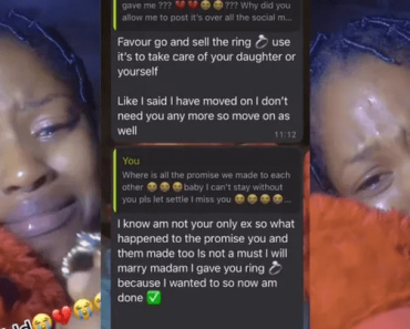 JUST IN: “Sell The Ring” – Single Mother In Tears As She Shares Chats With Lover Who Cancelled Engagement (Video)