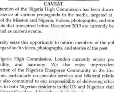 BREAKING: Ignore old videos in circulation, we remain committed to exemplary service – Nigeria High Commission in London