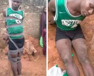 BREAKING: Suspected thief caught and tied to electric pole in Nasarawa