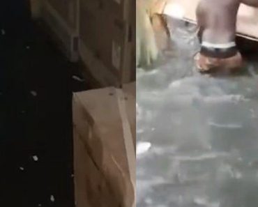 Watch Goods worth millions of Naira destroyed after heavy flooding in Alaba International market (video)