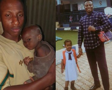 JUST IN: Young man who found a baby girl dumped by the road side in Enugu in June 2022, shares new heartwarming photo of him and the girl