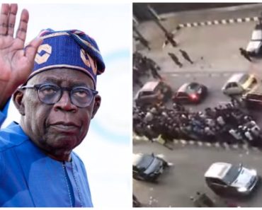 Reactions As Nigerians Storm Tinubu’s Residence For Christmas (Video)